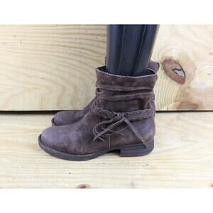 Born Boots Womens Cross 7.5 M Brown Suede Ouvea Tassel Bootie Ankle Zip Shoes